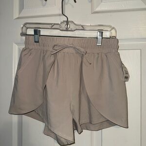 Sincerely Jules Taupe Layered Tulip-Hem Athletic Shorts